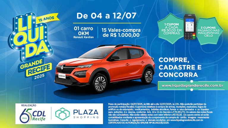 Participe do Liquida Grande Recife 2025, de 04 a 12 de julho e aproveite descontos imperdíveis de até 60%